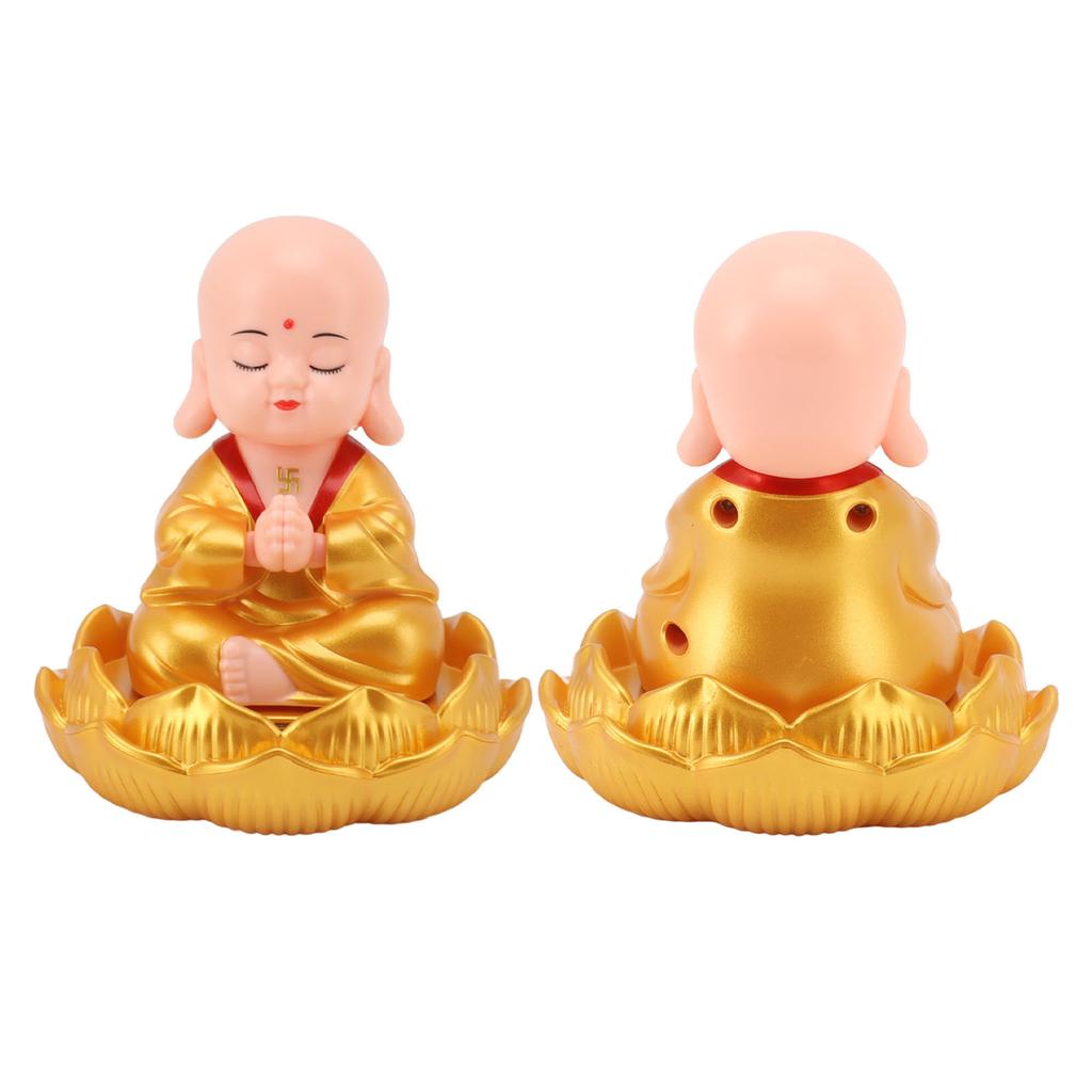 Small Monk Ornaments Cute Monk Car Interior Display Decoration Light Energy Sensing Decorations for Car Dashboard Home