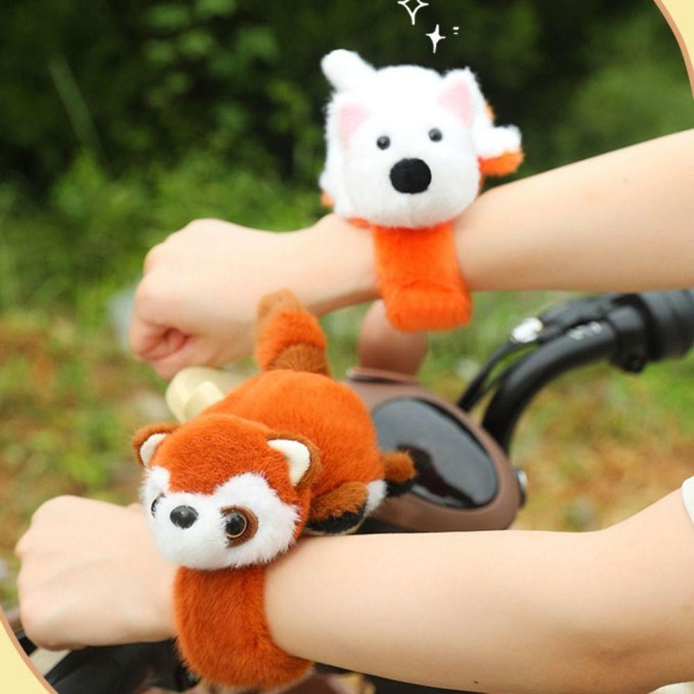 Turn into Highland dog Slap Bracelet Series Simulation Raccoon Plush Wrist Band  Birthday Gift