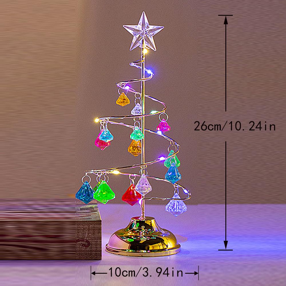 LED Iron Art Diamond Christmas Tree Ornaments - Decorative Desktop Lights