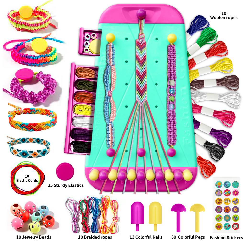 Girl Friendship Hand Rope Weaver Handmade DIY Elastic Bracelet Set Headrope Making Party Supplies Children's Puzzle Toys Gifts