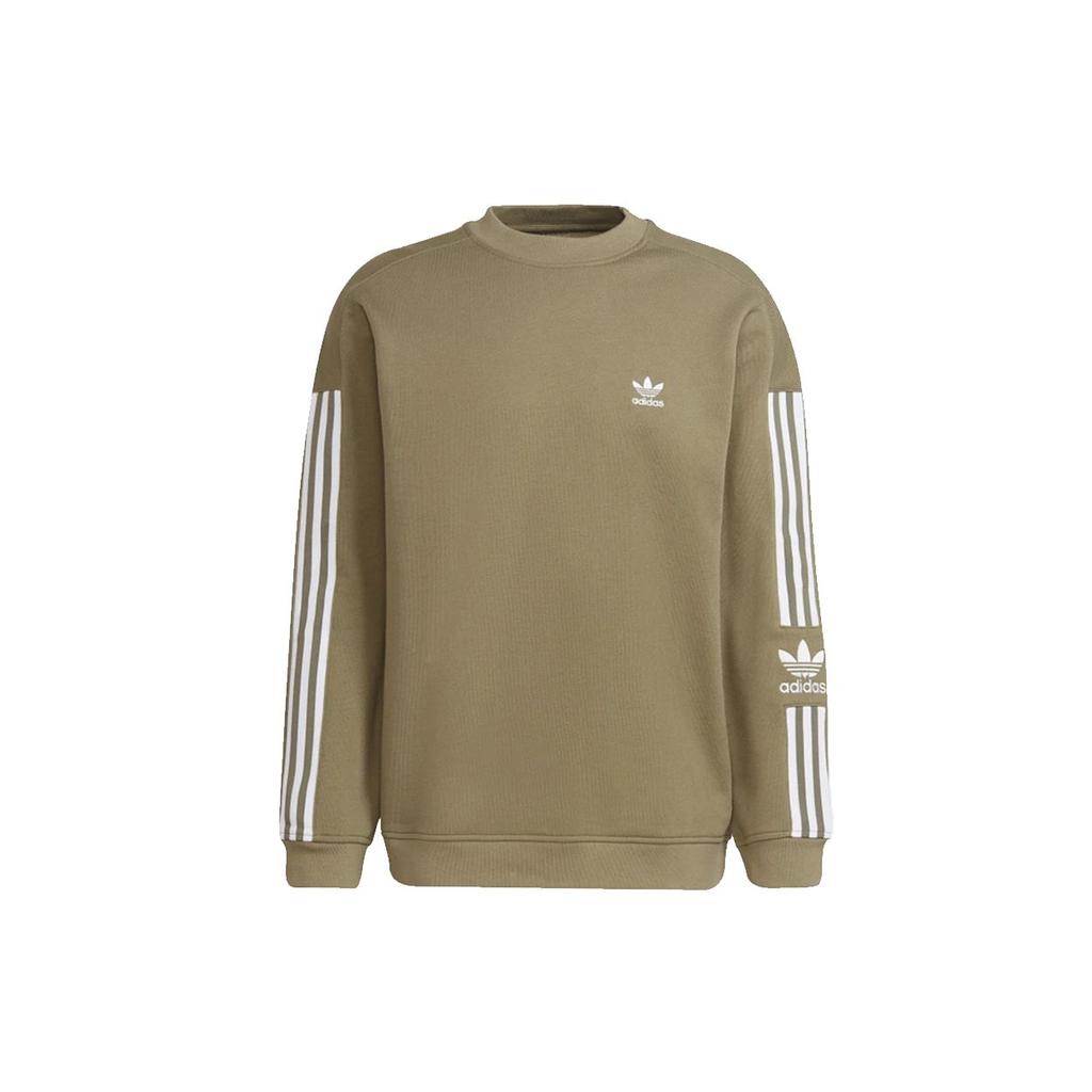 Adidas Originals Trefoil Lock Up Crew Embroidered Logo Sweatshirt Men Tops Olive H41317