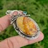 925 Silver Picture Jasper Gemstone Swiss Blue Topaz Bezel Unique Mother Pendant