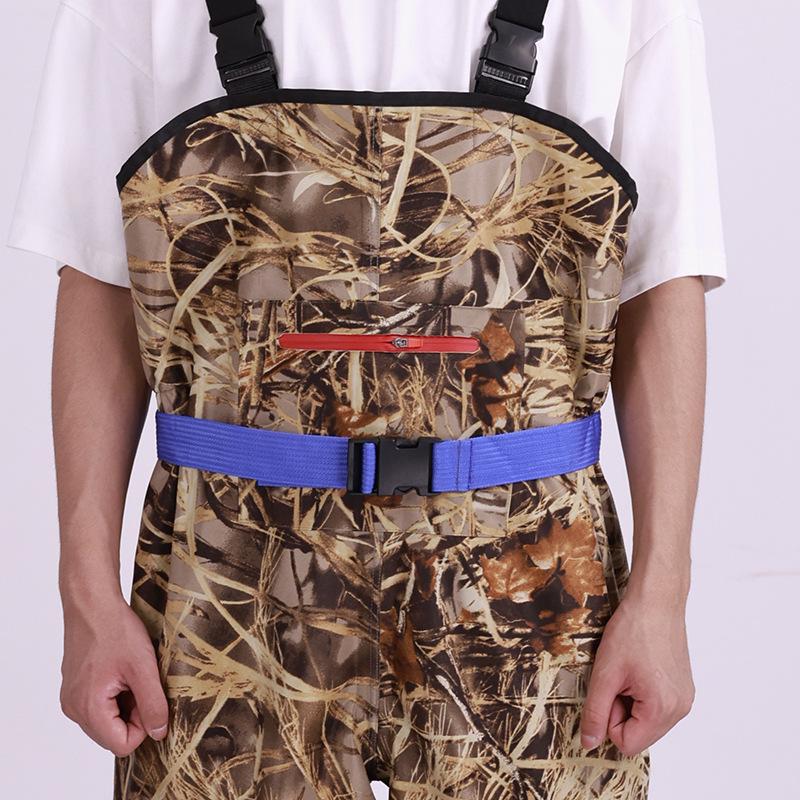 Men's Waterproof Fishing Gear: Rain Pants with Boots, Half-Body Suit, Leather Fork, Full-Body Water Shoes.