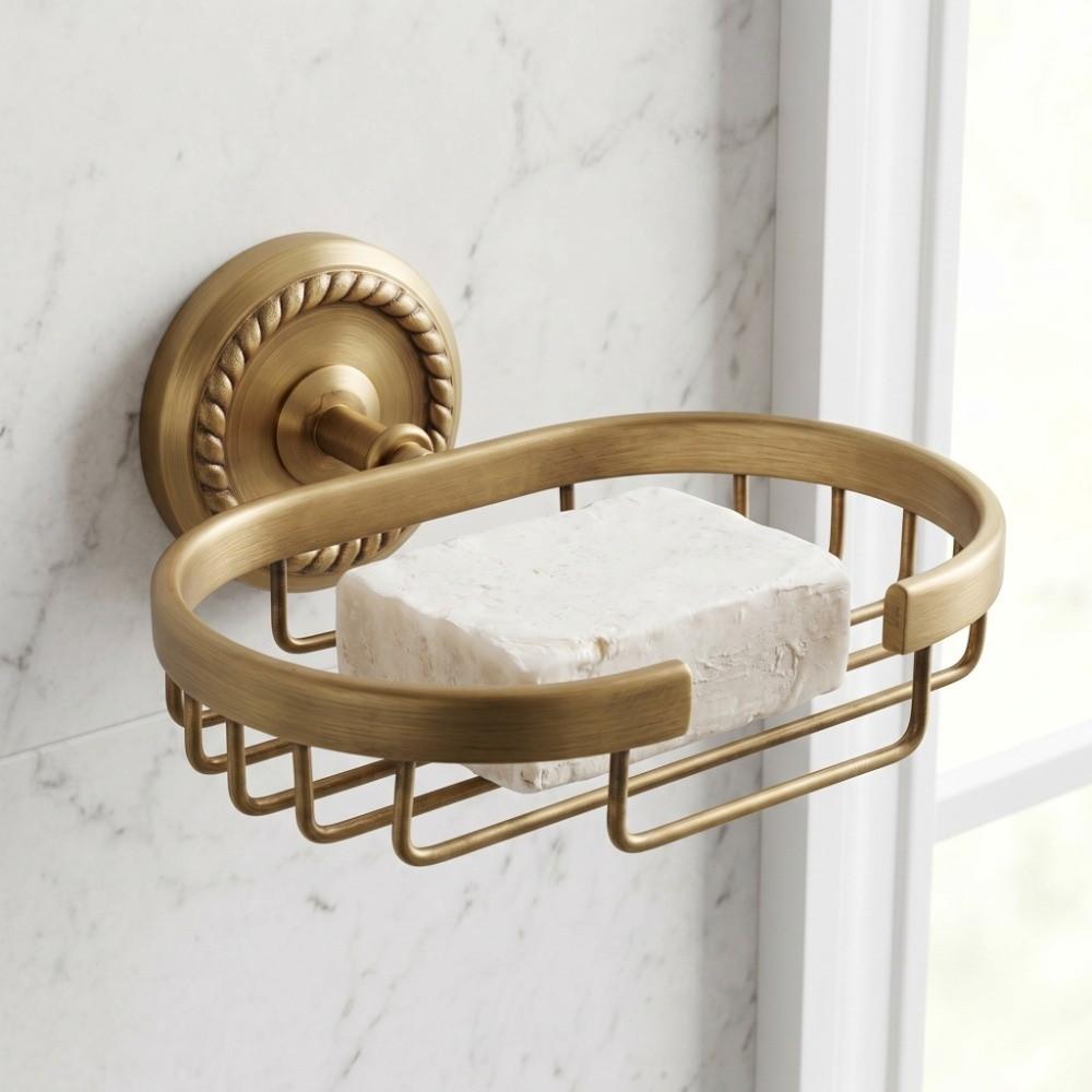 Antique Gold Soap Holder Wall Mounted Soap Rack Durable Soap Dish Space Saving