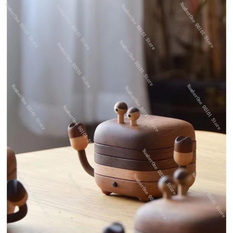 Wooden Magnetic Crab Coaster Set,Solid Wood Heat-Resistant Tea Coasters,Cute Creative Home Decoration for Tea Ceremony Dining