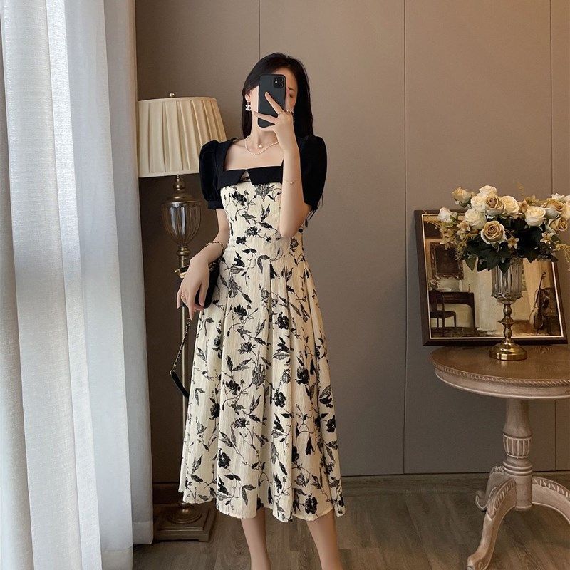 2024 Summer Women Sexy Short Sleeve Print Dress Lady Dresses