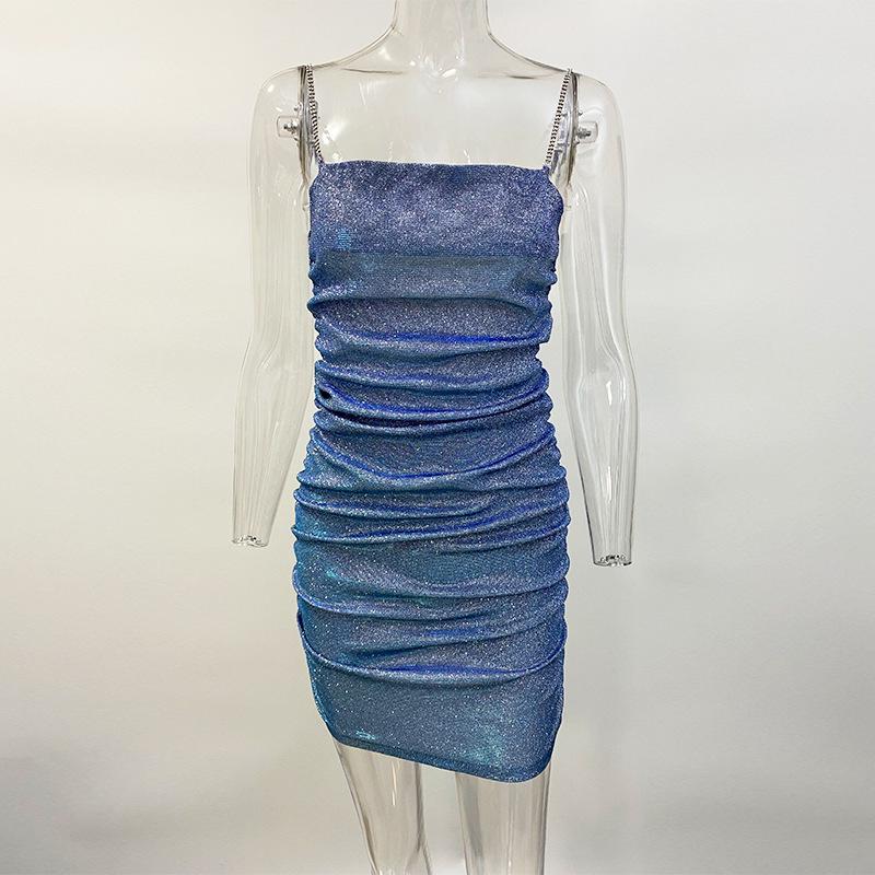 Women's Rhinestone Spaghetti Strap Bodycon Nightclub Dress