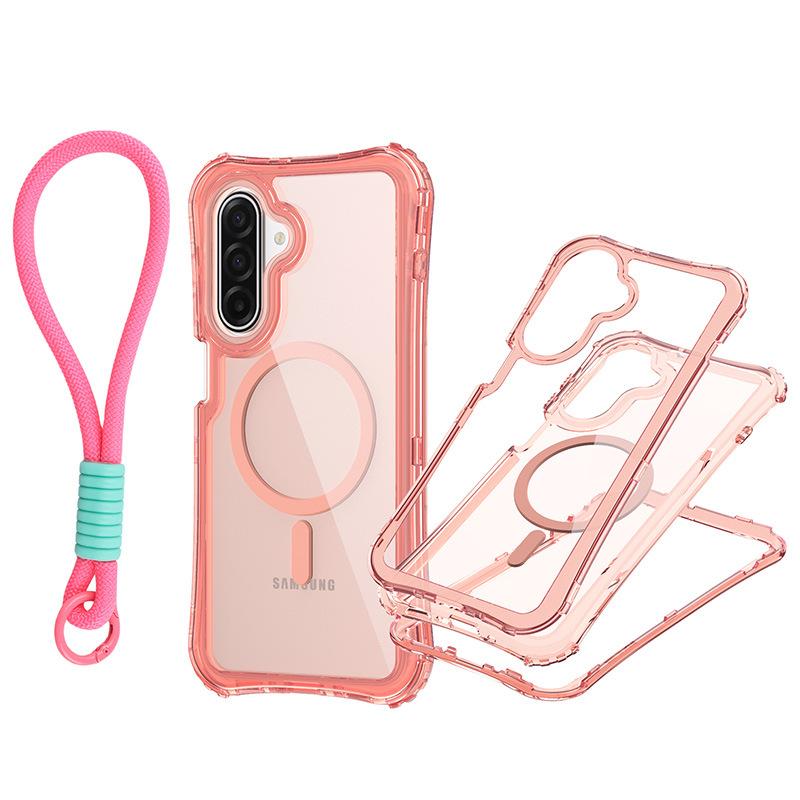 For Samsung A17 Magnetic Translucent 3-in-1 Phone Case with Wristband