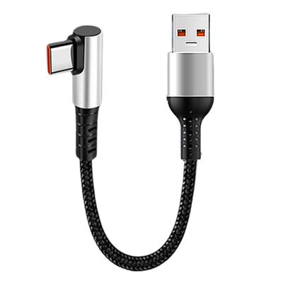 Short USB To Type C Fast Charging Cable with 90 Degree Elbow Data Cord for Smartphones and Tablets