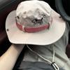 Foldable Summer Ladies Sun Hat with Drawstring Wide Brim Fisherman Hat UV Protection Windproof Western Cowboy Hat