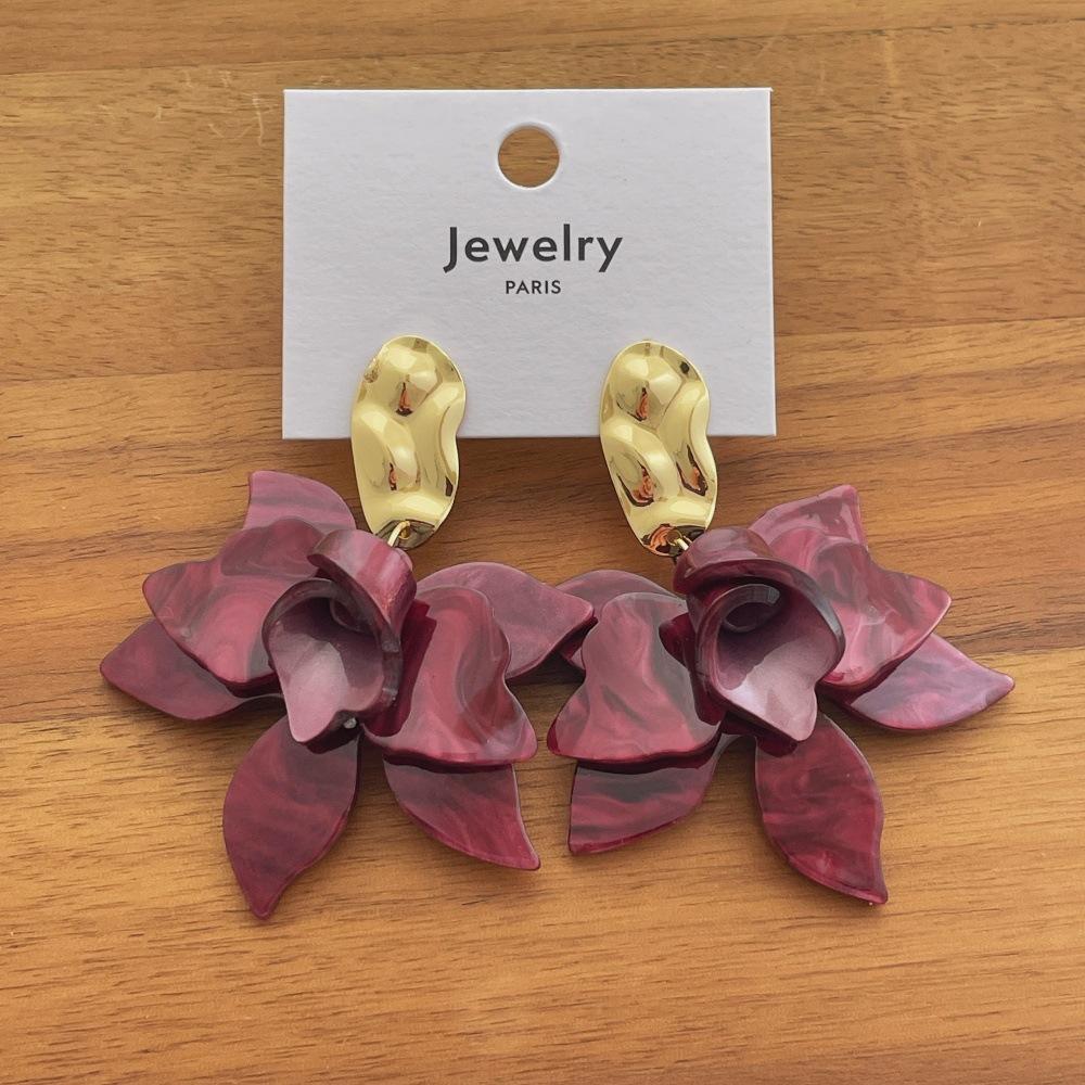 Retro Flower Earrings Exquisite Petal Fashion Women Jewelry