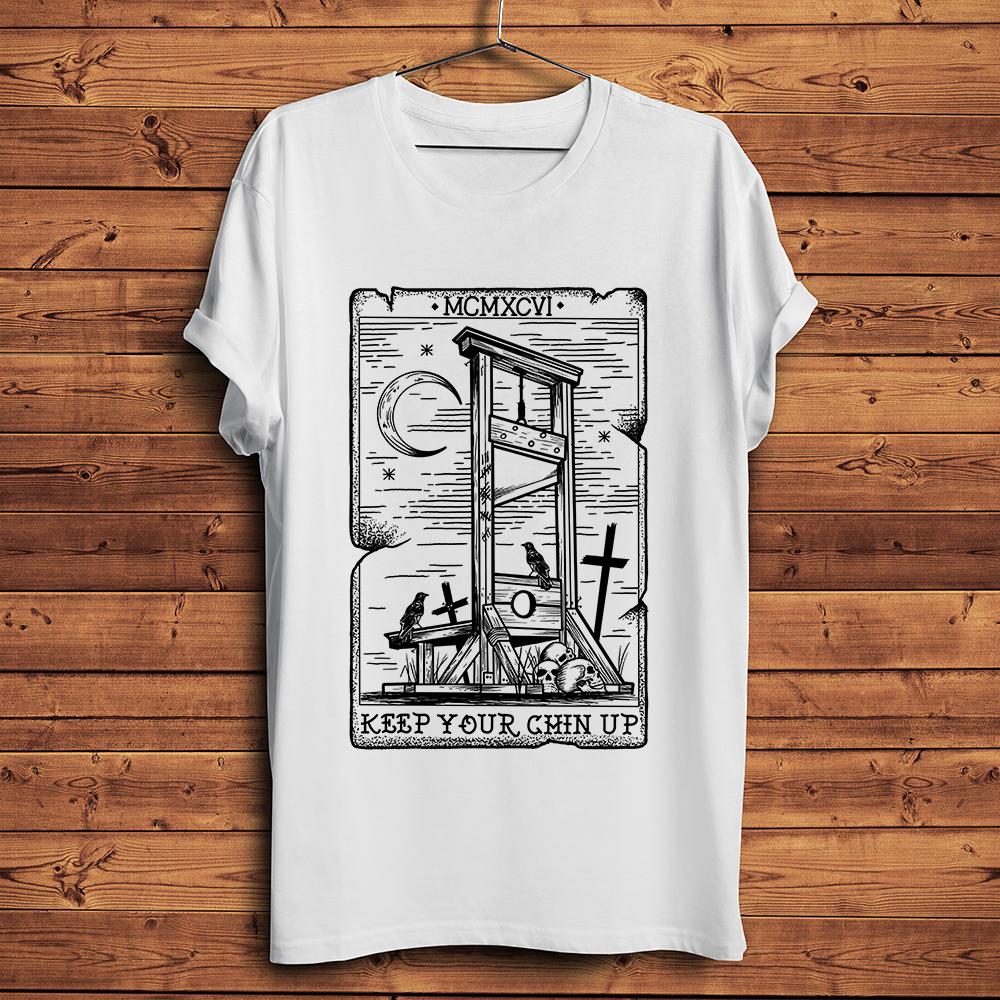 vintage Guillotine Goth t shirt Unisex new white casual daily homme cool unisex short sleeve breathable tshirt Keep Your Chin Up S