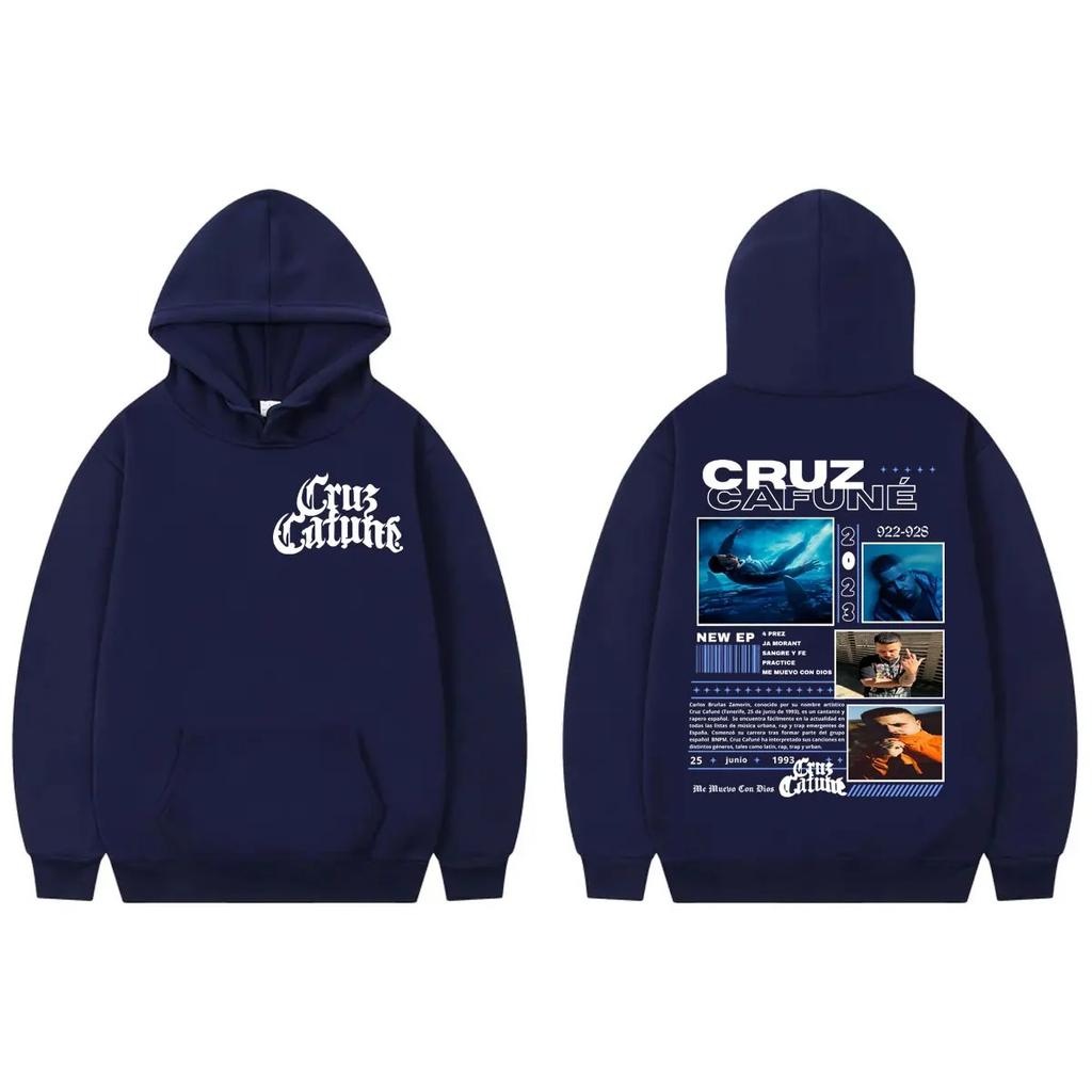 Rapper Cruz Cafune Me Muevo Con Dies Album Merch Hoodie Men's Hip Hop Sweatshirts Autumn Winter Casual Loose Pullover Tracksuit Female Male Clothing
