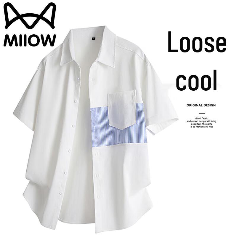 MiiOW Men s Summer Ice-feel Short Sleeve Casual Shirt L
