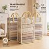 Clear Mesh Storage Boxes with Sturdy Handles, Foldable Breathable Visible Clothes Organizer Bin for Closet, Towels, Bedding & Household Sundries