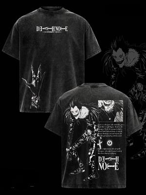 Camiseta Manga Larga Ryuk DEATH NOTE Manga Lavado Vintage Oversize Ropa para Hombre Mujer Verano Casual Manga Corta Poliéster Camisetas Ropa