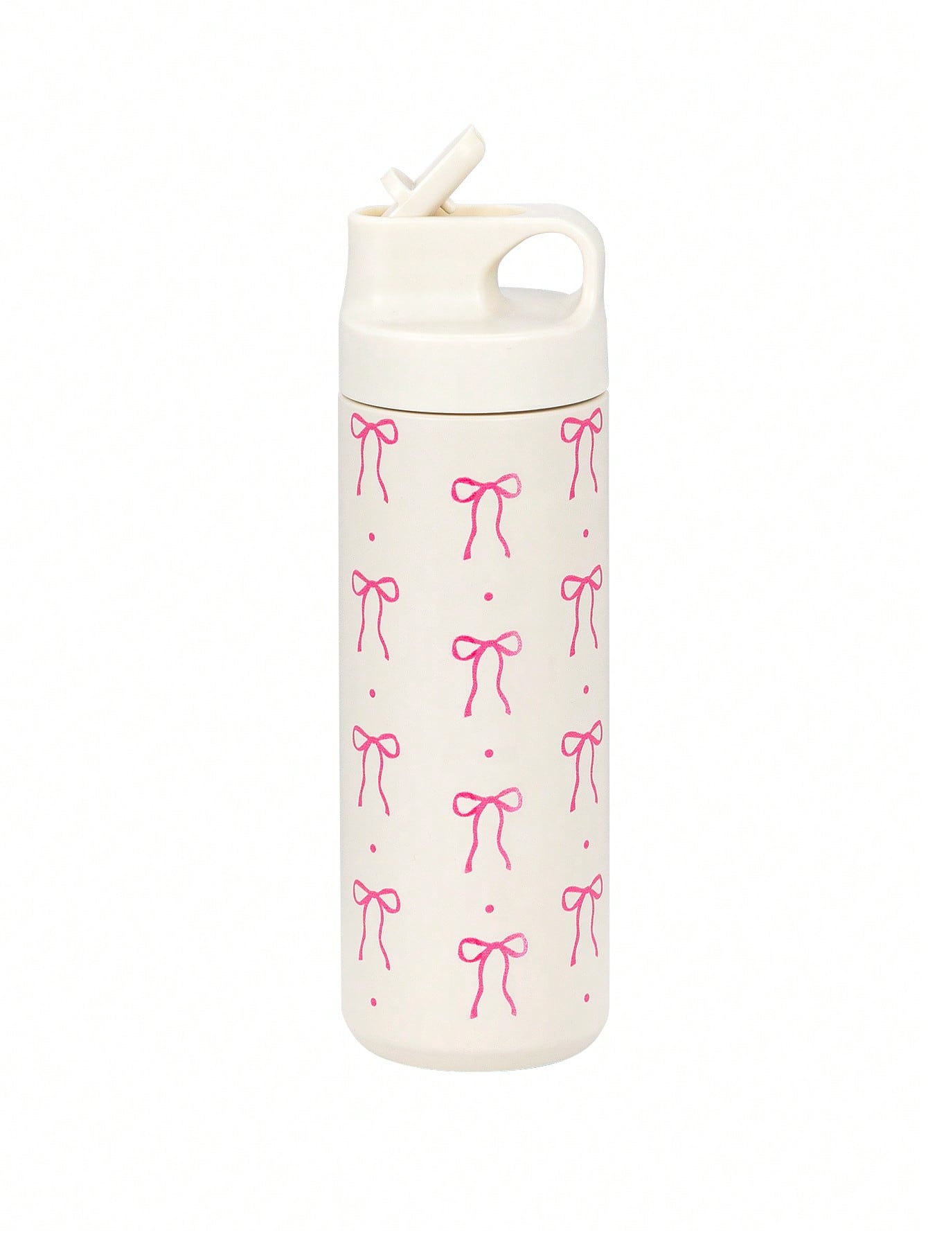 

500ml Bow Insulated Cup Stainless Steel Insulated Thermal Cup With Straw Lid Printed Bow Tumblers Coffee Cups Wedding Party Gift 501-600ml