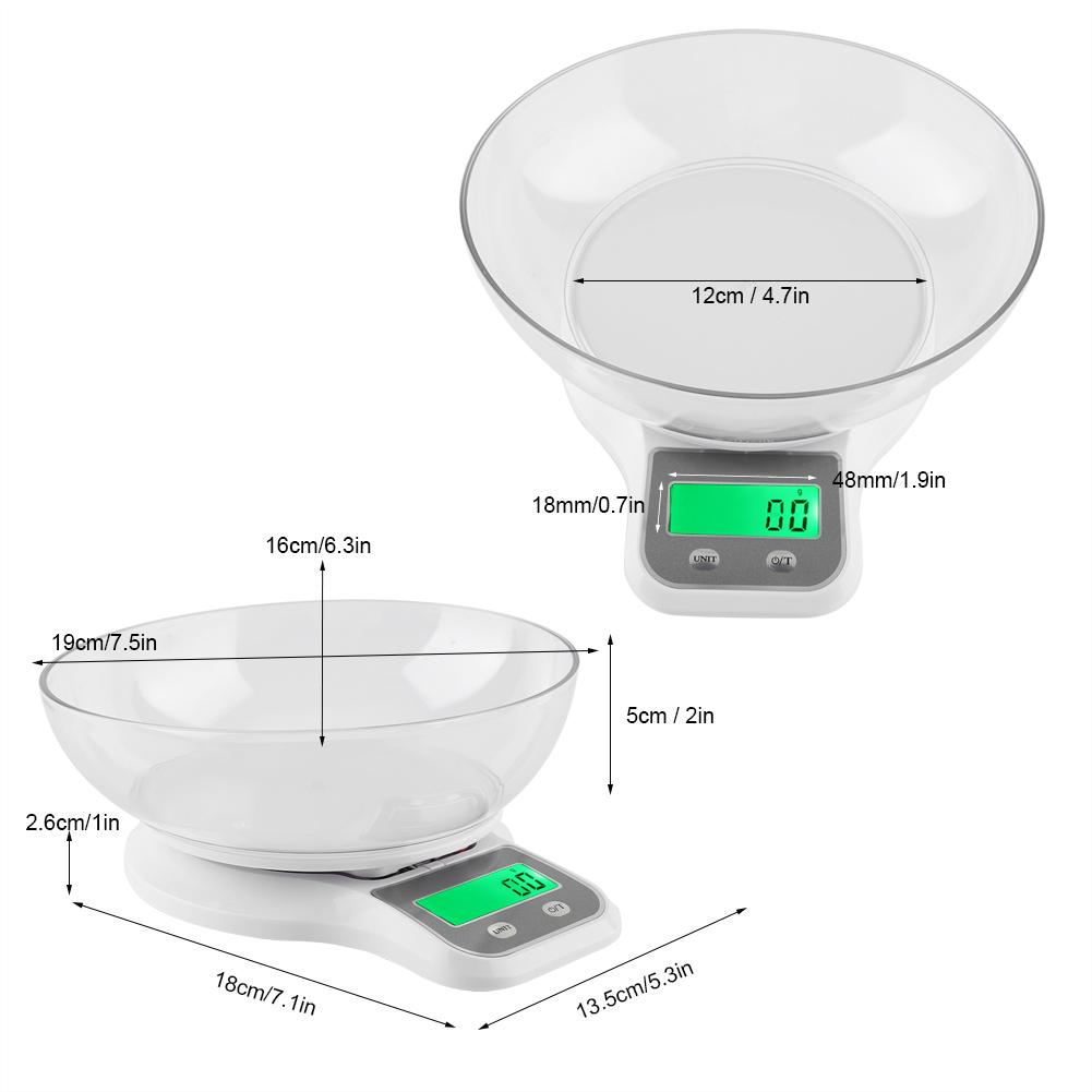 WH-B21LW Kitchen Food Scale Digital Cooking Multifunction Weight Scale with Bowl (White)