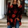 Women's Halloween Graphic Print Long Sleeve T-Shirt Loose Fit Round Neck Pullover
