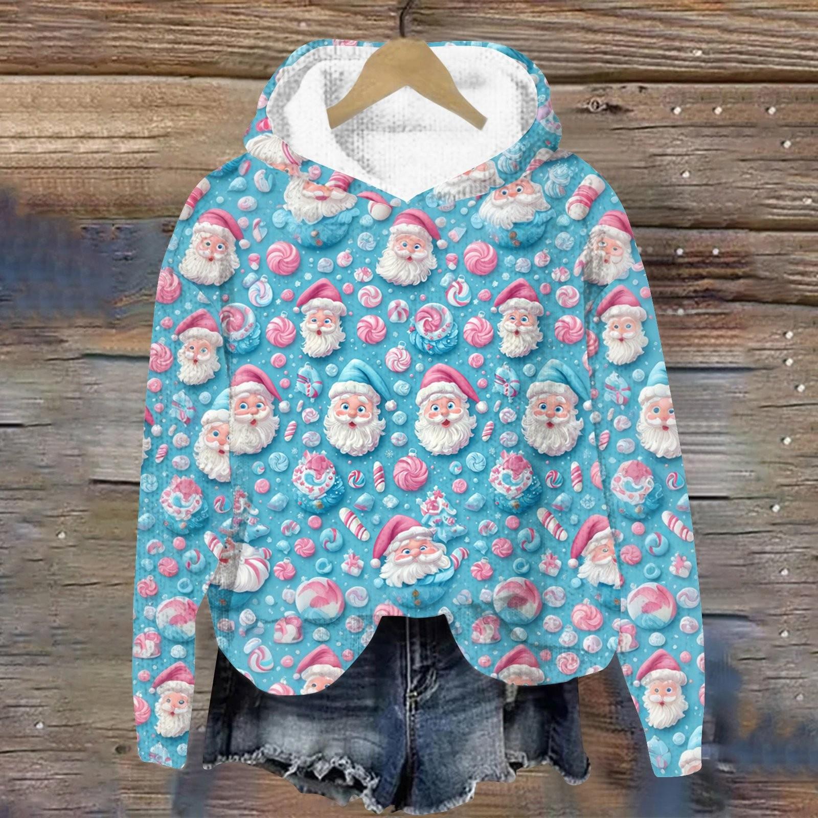 

Женская мода повседневная вязанная кофта с длинным рукавом и рождественским принтом XXXL