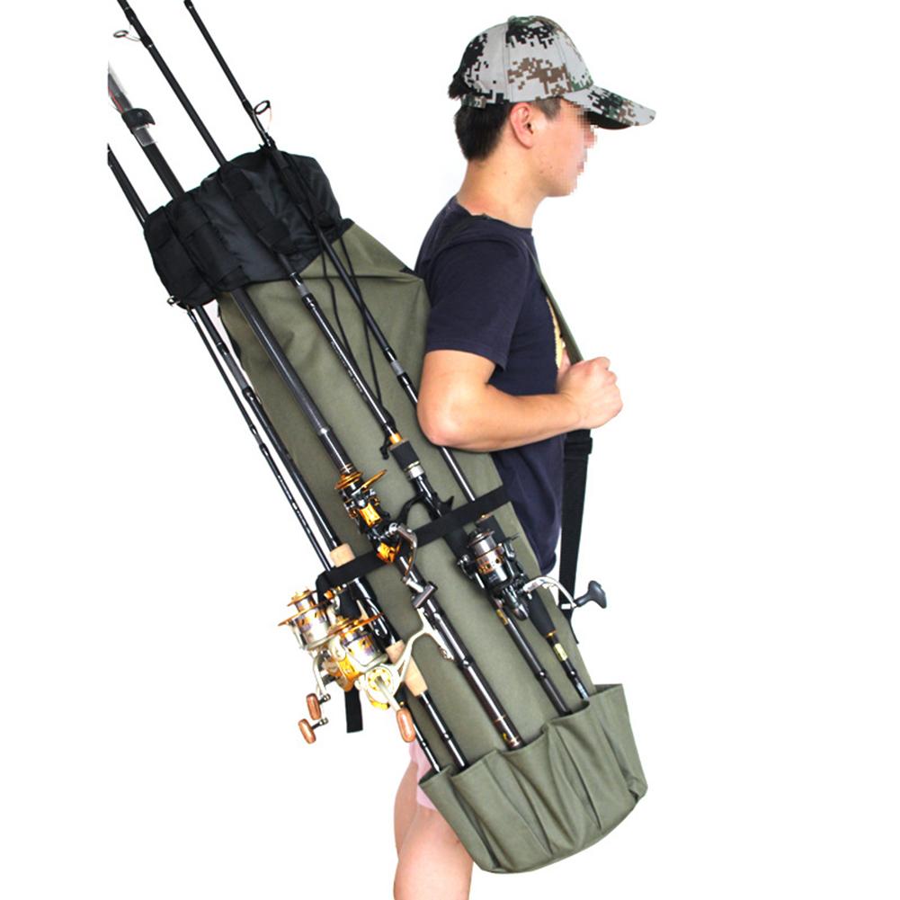 Waterproof Fishing Rod Bag Multifunctional Foldable Cylindrical Multiple Pockets F86 Storage Bag