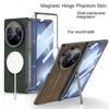 Vintage Busine Sle Leather Plated Gold Bezel Hinge Holder Built-in Magnetic Phone Case for VIVO X Fold 5 Camera Protection Cover