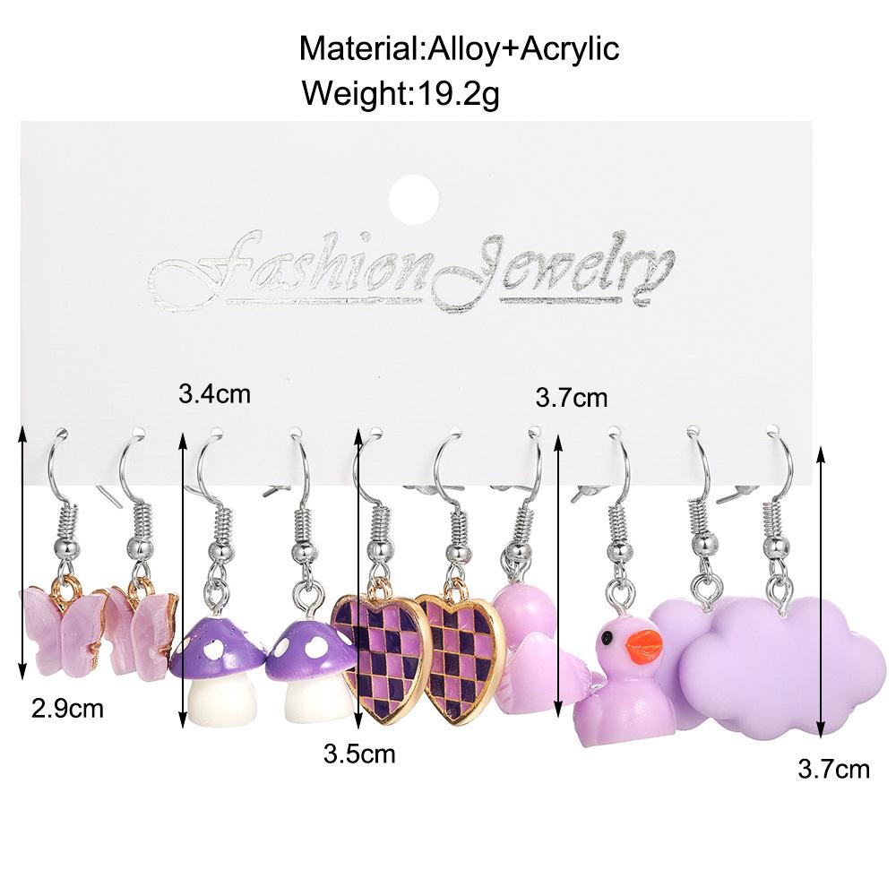 2026 Cartoon Frog Duck Earrings Set Animal Butterfly Cute Dangle Earrings for Women Geometric Bear Cloud Earring Trendy Jewelry