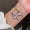Gold Plated Zircon Heart Bracelet - Retro Korean Fashion, Elegant Women's Jewelry