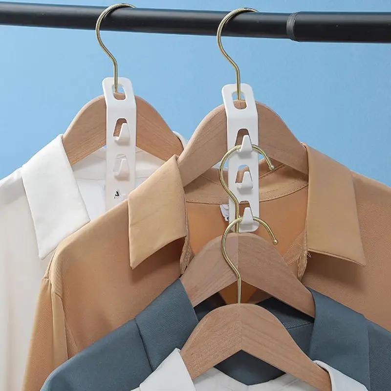 4Pcs/set  Plastics Hanger Connection Hook Stackable Space Saving Storage Multifunctional Hanging Clothes Rack