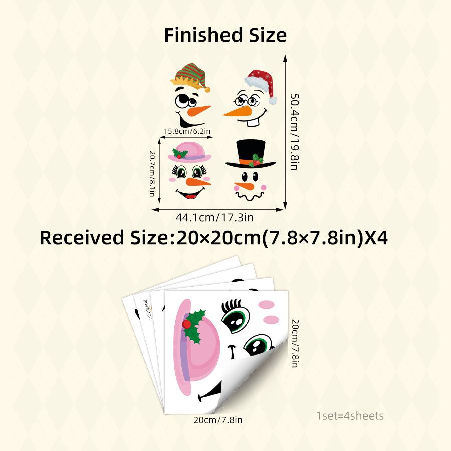 4 Pcs/Set Cartoon Face Bin Stickers Self-Adhesive Home Decor for Trash Can Wall Toilet Decor Refrigerator Fun Themed Decor