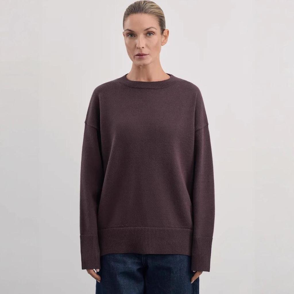 Stilvoller Damen-Strickpullover mit lockerem Schnitt: Europäisch & Amerikanisch Herbst/Winter Rundhals Einfarbig