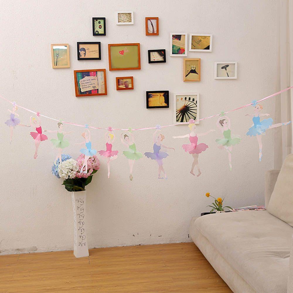 Supplies Paper Bunting Ballet Girl Flags Banner Ballerina Paper Flags Birthday Party Decoration