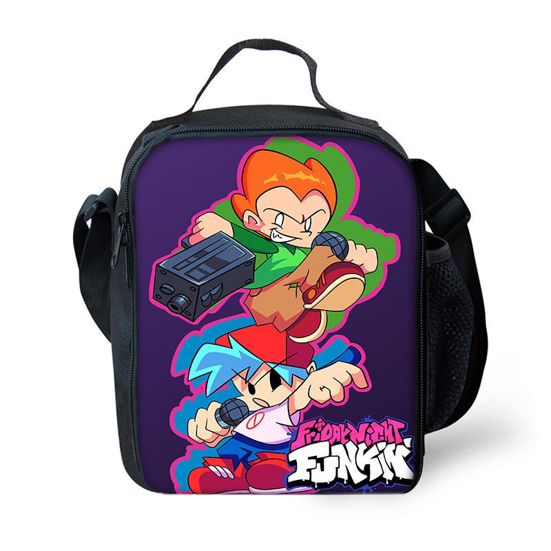 Funkin Night Friday Fnf Lunch Bags Thermal School Handbag For Kids Single Strap