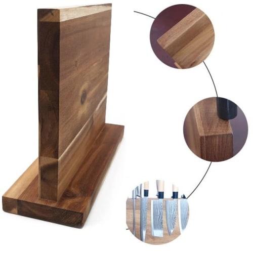 Magnetic Knife Block Holder, Strong Magnetic Wooden Knife Holder, Magnetic Knife Holder, Metal Rack, Storage Rack, Wooden Knife Holder, Knife Rack, Re