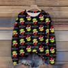 Long Sleeve Pullover Sweaters For Women O Neck Casual Cute Printing Knit Oversized Sweater