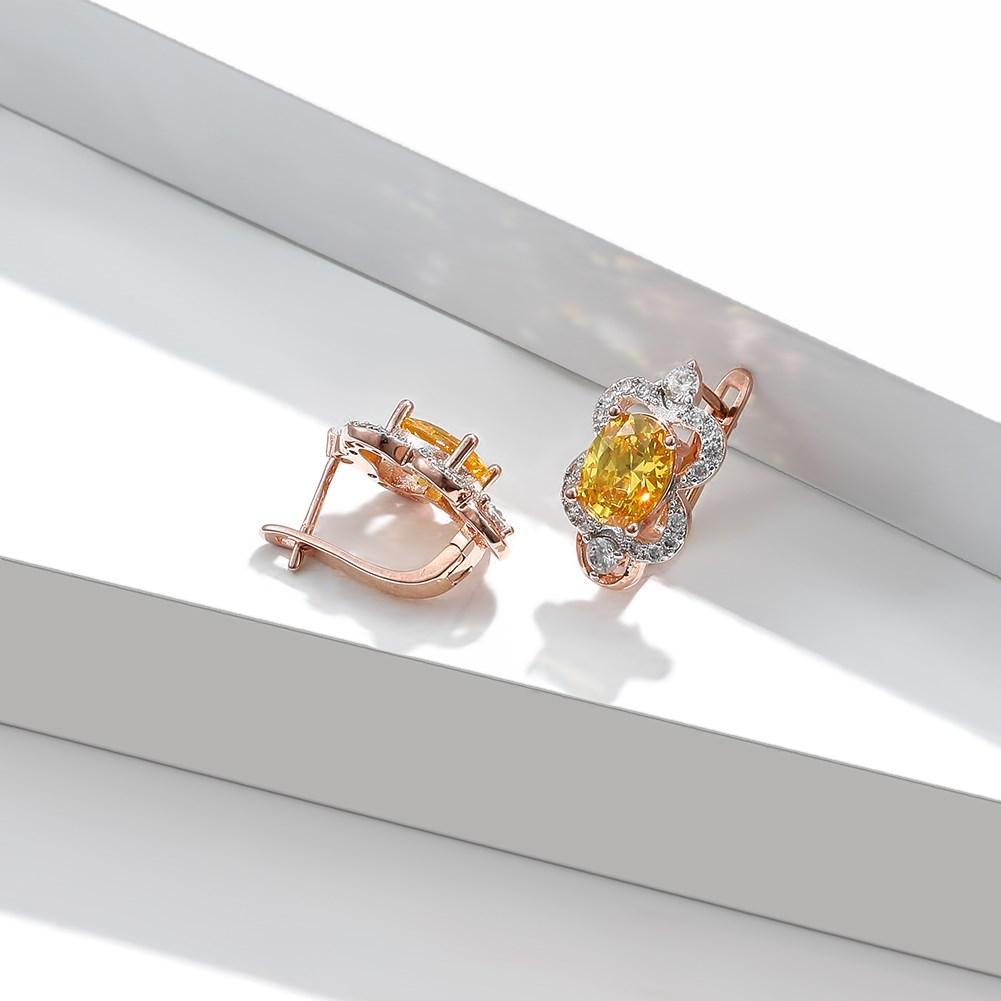 Rose Gold Color Inlaid Pale Robin Egg Blue Color Artificial Zircon Women's Earrings