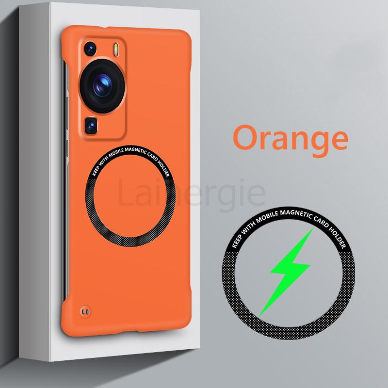 Frameless Magnetic For Magsafe Slim Case For Huawei P60 Pro P60Pro 5G Wireless Charging Hard Back Cover