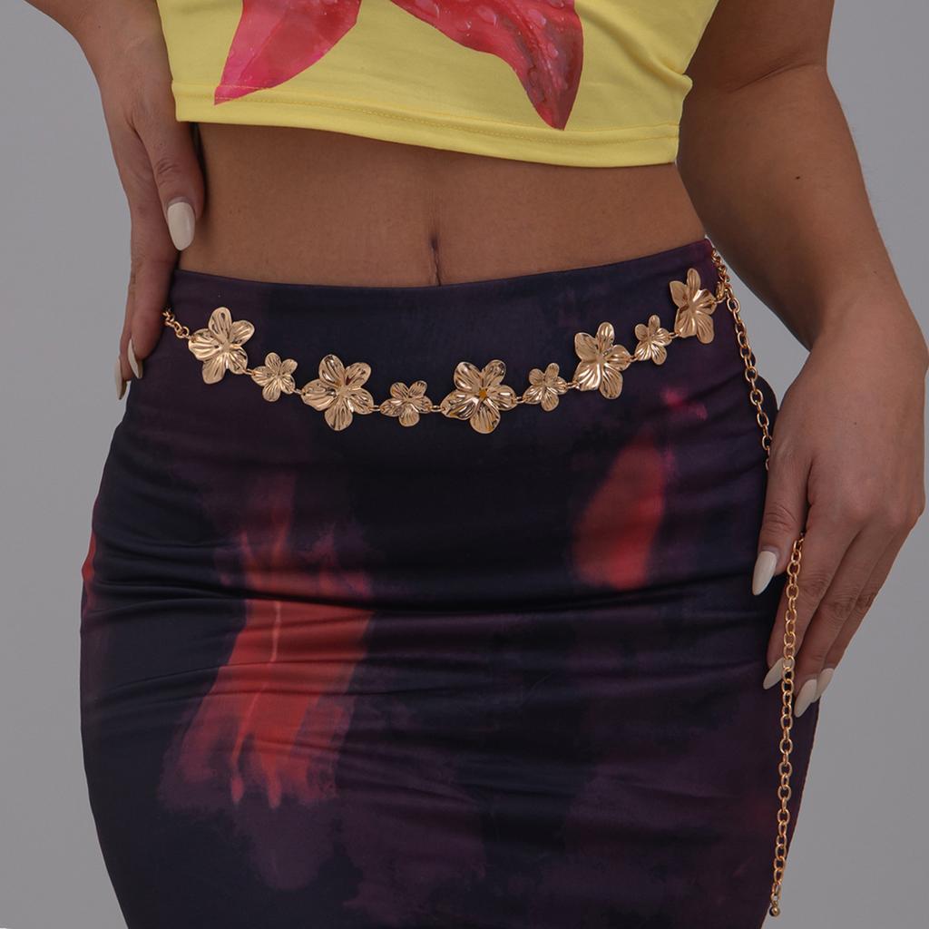 Fashion Personality Three-Dimensional Flower Waist Chain Waist Chain Sexy Metal Chain Body Chain Female