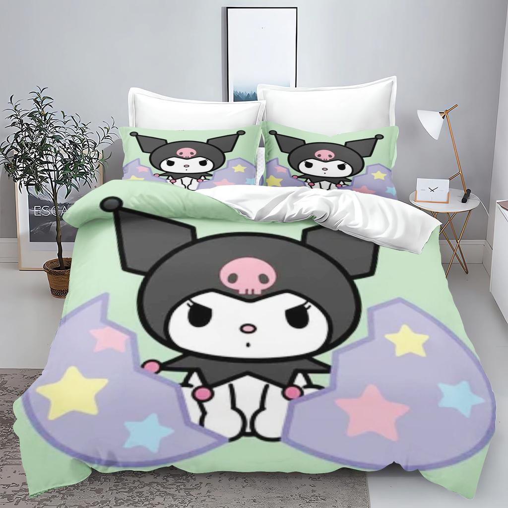 Kuromi My Melody Sanrio Series Printed Bedroom Bedding Set Duvet Cover Christmas Gifts Comforte Cartoon With Pillowcase