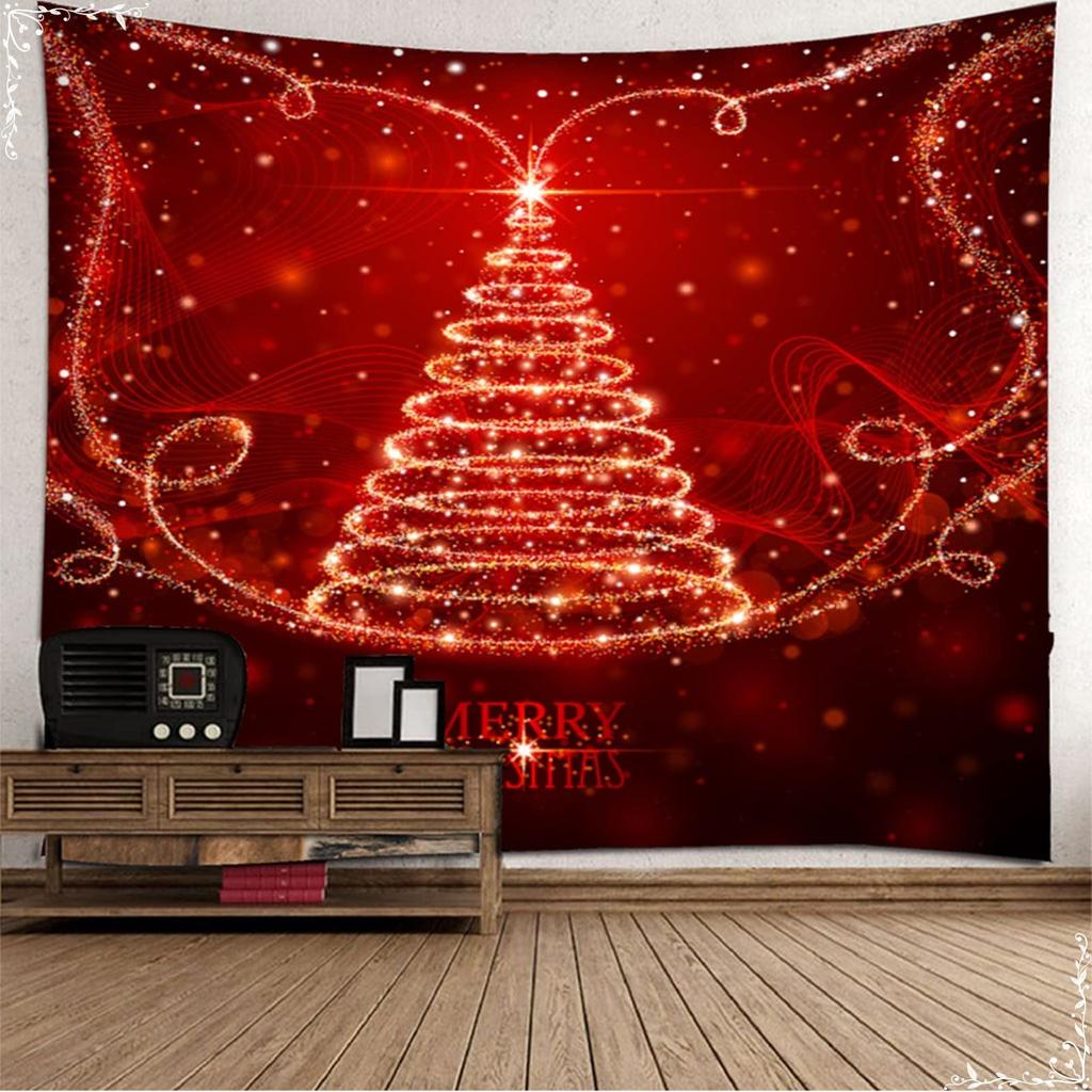 Gobelin świąteczny Gwiazdy Choinka Pudełko na prezent Gobelin Świąteczny Gobelin Sypialnia Akademik Wiszący na ścianie