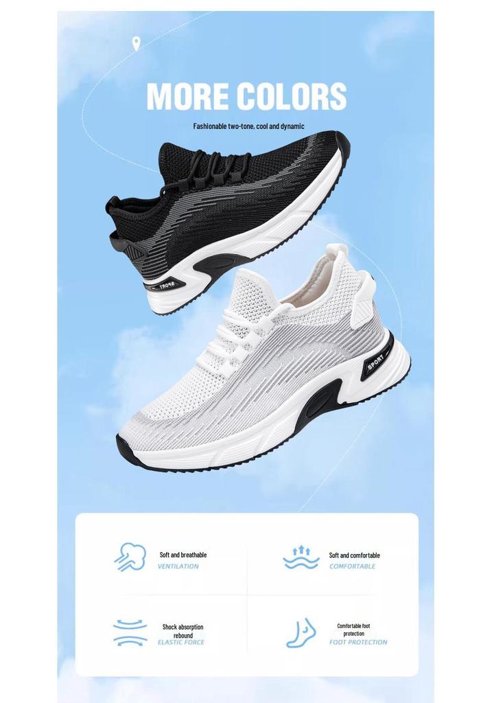 Men's Fly-knit Mesh Lightweight Walking Shoes - Invisible Height Boost Sneakers for Summer and Outdoor Sports
