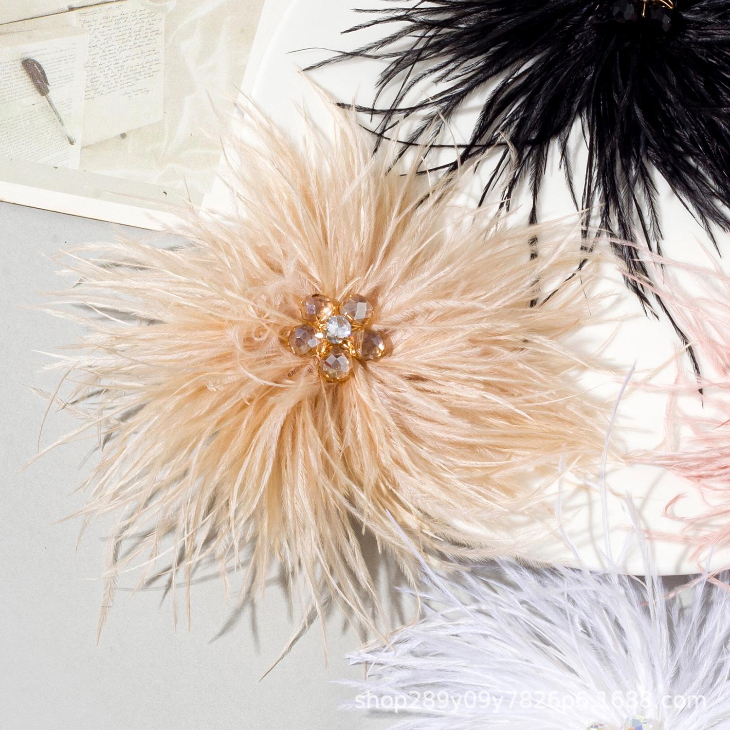 

Елегантні брошки з пір я для вечірньої сукні та весільних аксесуарів White - One Piece