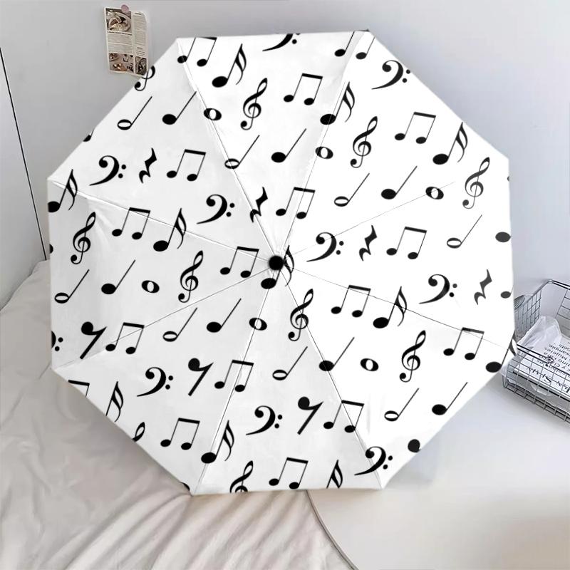 

1 шт. Автоматична складана парасолька - Візерунок з музичними символами, Портативна та складана конструкція з 8 спицями, Різдвяні подарунки на день народження