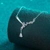 Sterling Water Drop Moissanite Pendant Necklace Women Simple Choker Chain Daily Wear Fashion Jewelry