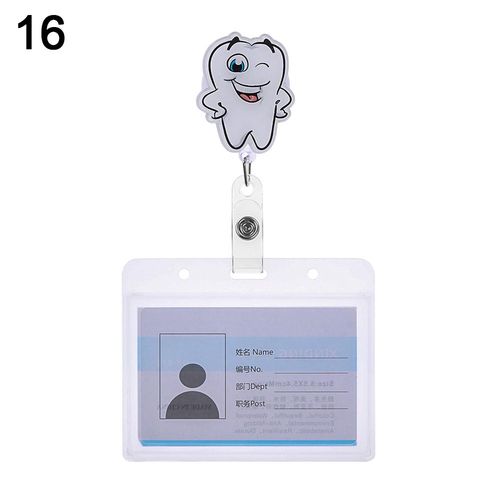 Cartoon Nurse Doctor ID Badge Holder with Retractable Reel, Retractable Metal Clip Business Work Card/Name Tags Badge Holders