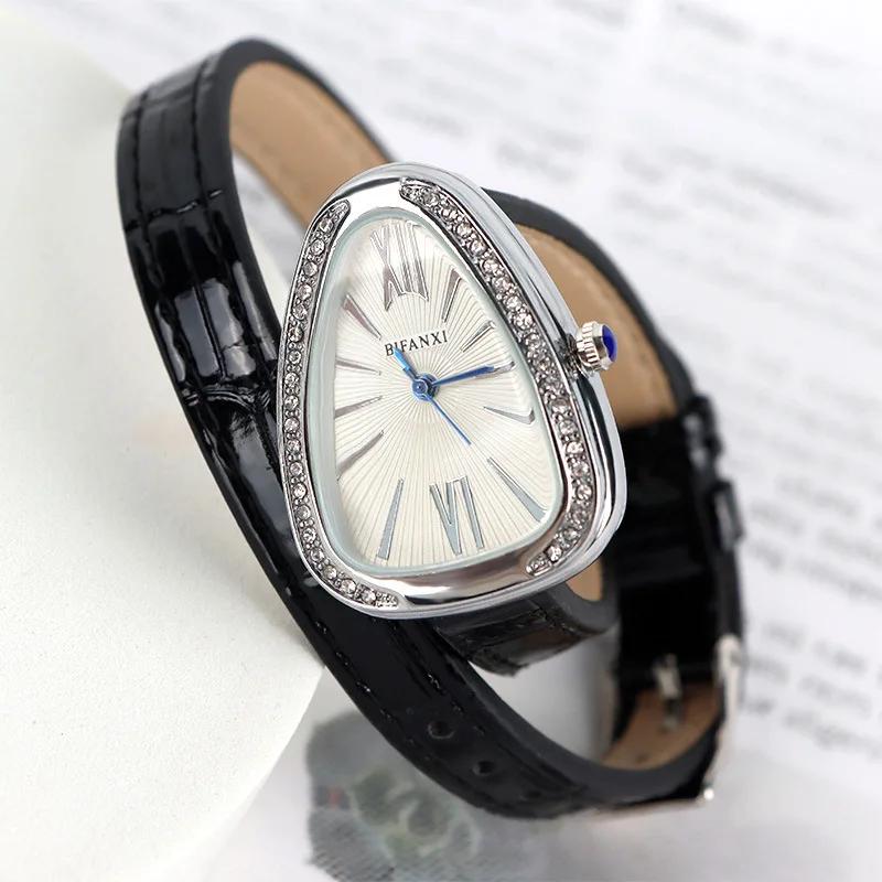AAA Unique Top Brand Snake Quartz Watches Women Fashion Shape Simple Ladies Women's Watch leather Strap Waterproof Wristwatches