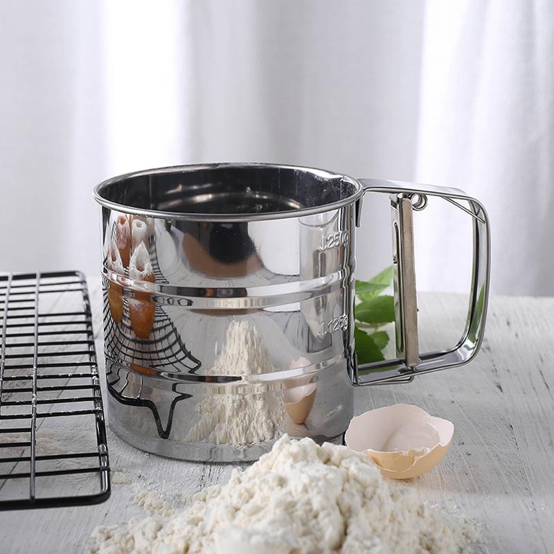 Edelstahl Mehlsieb Tasse Hohe Qualität Handgehaltenes Mehlsiebwerkzeug Pulversieb Maschenweite Backen Gebäckwerkzeuge Küchenhelfer