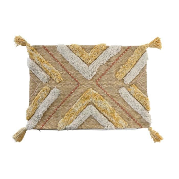 Housse De Coussin - 60 X 40 Cm - Jaune - Rectangulaire - Design Contemporain