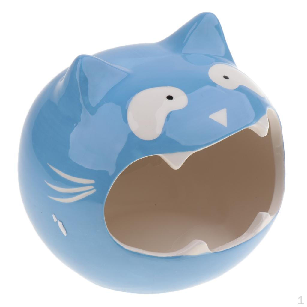 

Shape Ceramic Hamster Bedding Hideout Nest Chinchilla Cage Blue