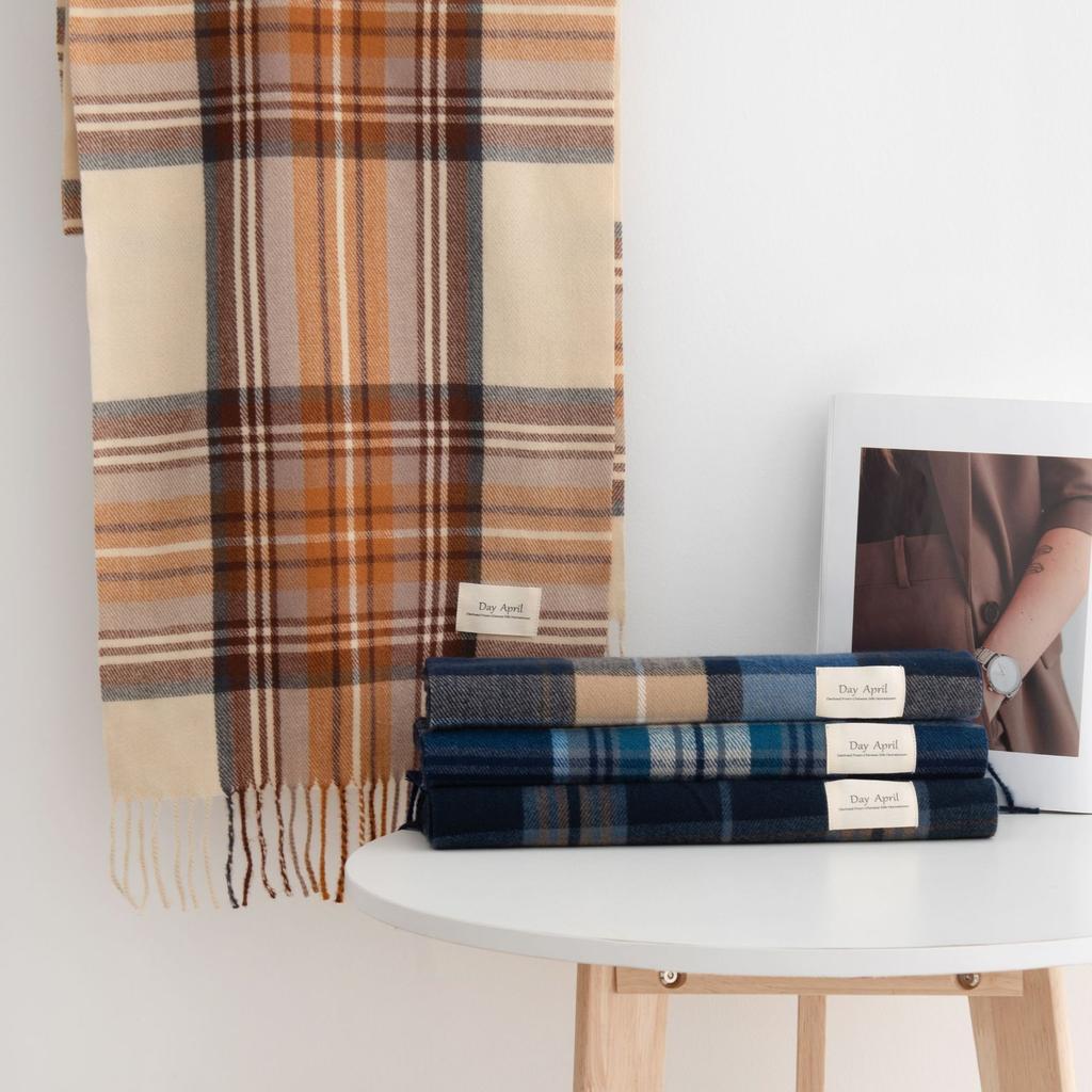 Maillard Scarf for Women High End Versatile Thickened Autumn and Winter Stitching Warm New Plaid Scarf Dual Purpose